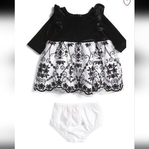 Pippa & Julie Infant Girls Velvet Flocked Ballerina Dress In Black Size 3-6mo